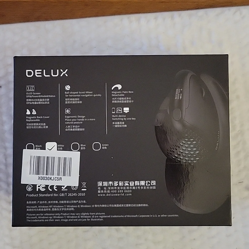 Delux Seeker wireless ergonomic vertical mouse OLED screen BT USB receiver NEW…